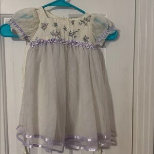 Floral Embroidered Baby Dress with Purple Accents